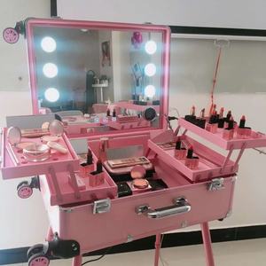 LE Rolling <b>Makeup</b> Station Case With <b>Lighted</b> <b>Mirror</b> 24 Inch Large Make <b>up</b> Cosmetic Box Travel Case With Blue Tooth - Product Image 5
