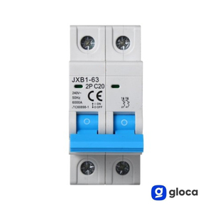 Disjoncteur automatique Gloca JXB1 2P C20 240V 6000A Montage DIN Plastique Certifié CE - Product Image 3