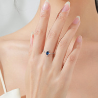 Bague chaîne réglable en argent sterling 925 avec zircon bleu de forme ovale, bague exquise pour femmes, accessoires de fiançailles, vente chaude
