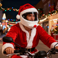 Nouvelle Housse de Casque Anti-rayures en Peluche Père Noël – Couvre-tête Chaud pour Casque Intégral ou Ouvert – Protection et Cadeaux pour Balades Amusantes
