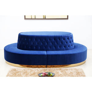 Sofá Azul Moderno de Tres Plazas para Restaurante, Estilo Italiano, de Lujo Ligero, con Tapicería de Tela <span class=keywords><strong>y</strong></span> Cuero PU - Product Image 5