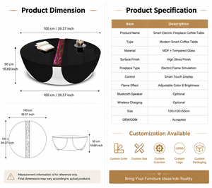 <span class=keywords><strong>Tavolino</strong></span> da Caffè con Camino Elettrico Intelligente, Controllo Touch, Effetto Fiamma LED, Arredamento Moderno e Lussuoso per Soggiorno - Product Image 6