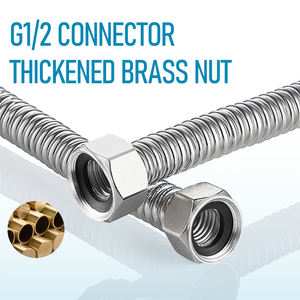 욕실 화장실 용 골판지 도금 스테인레스 스틸 온수기 호스 유연한 부식 및 내화학성 배관 호스 - Product Image 5