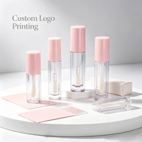 Boîte d'emballage personnalisée pour tube de gloss à lèvres, blanc, rose, or rose, conteneur vide pour gloss à lèvres, grand pinceau, impression