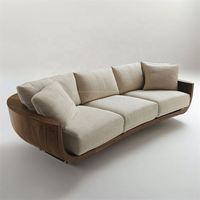 Canapé modulaire OEHOME de style européen minimaliste moderne de luxe, blanc, carré, en éponge écologique, rembourré en velours + bois massif