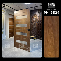 Porte intérieure moderne pré-montée en bois pour appartement, design américain, noyer noir, insert en verre étanche pour chambre à coucher