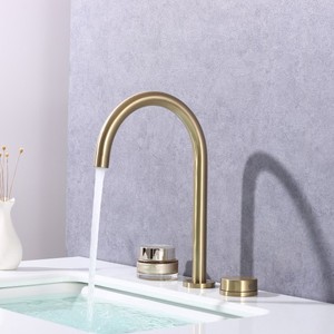 Brass <b>Basin</b> Faucet <b>Single</b> Handle Deck Mounted Ceramic Valve Core 2 Holes For Hotel Projects - Product Image 2