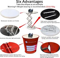 Tables promotionnelles portables personnalisées, comptoirs pliables, structure en aluminium, matériau plastique pour événements publicitaires, salons professionnels