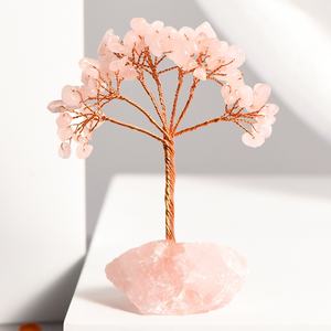 Ornement d'arbre en cristal rose violet naturel fait à la main Base en <span class=keywords><strong>pierre</strong></span> brute Bureau à domicile Décoration Feng Shui Cristaux bruts - Product Image 3