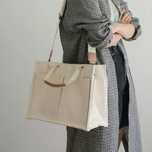 Grands sacs à main en toile réutilisables et écologiques pour femmes, design personnalisé, fourre-tout à bandoulière en coton, sac à main à bandoulière pour femmes