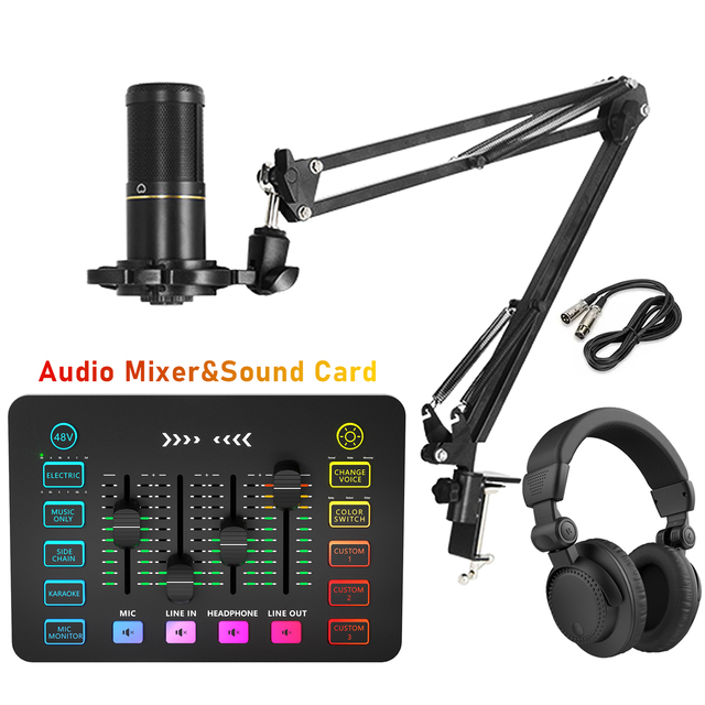 Interface Sound Card Live Broadcast Streaming Gaming Microphone Sound Music Analog Mixing Console Professional Power Audio Mixer