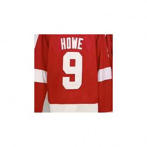 Camiseta de hockey nacional cosida de la mejor calidad roja lista para enviar Detroit Gordie Howe - Product Image 1