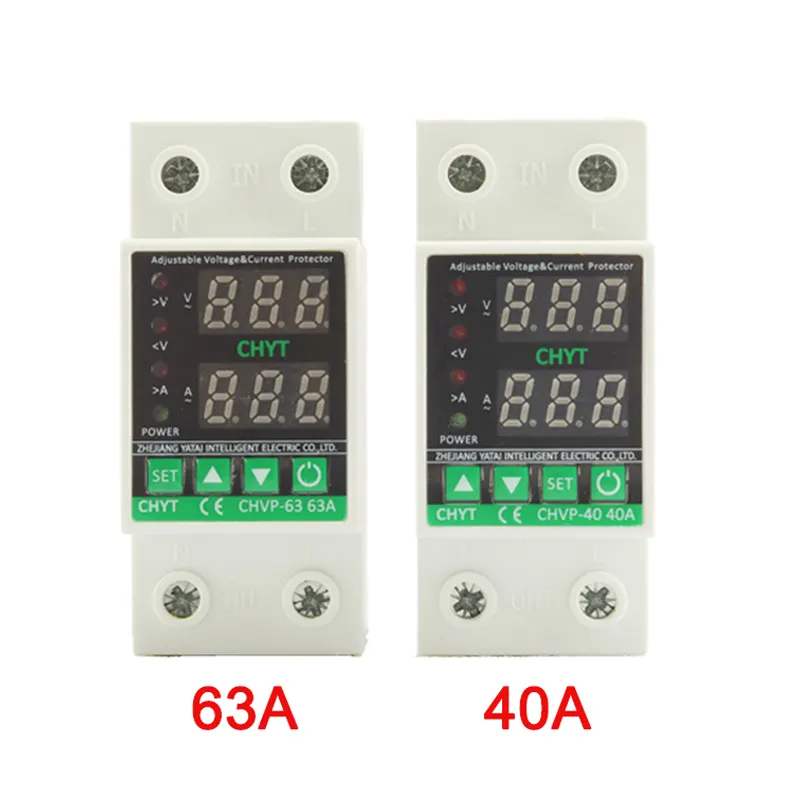 CHVP Series 63a over under voltage current voltage protector over and under with lcd