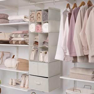Hanging Closet Organizer With <b>Drawers</b> 33x15x85cm Foldable Fabric Storage For Bedroom Clothing Organization - Product Image 4