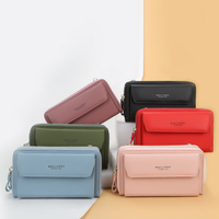 Dompet Panjang Wanita Gaya Korea Baellerry, Tempat Ponsel dengan Ritsleting, Tas Tangan Kulit Wanita