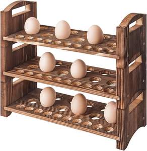 Pine Wood Brown Wooden <b>Egg</b> Holder <b>Eco</b>-friendly 3-tier Wooden <b>Egg</b> Holder 36-<b>egg</b> Capacity Durable - Product Image 1