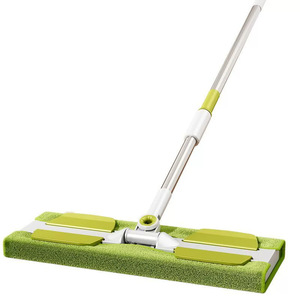<b>Flat</b> <b>Mop</b> 36Cm Large Panel Stainless Steel Handle 80-125Cm Extendable For Wooden Floor Cleaning With Cloth And Scraper - Product Image 3