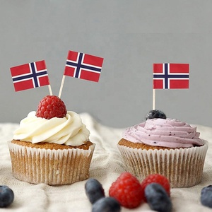 Palillos de Dientes con la Bandera de Noruega, Mini Decoración de Papel para Cupcakes Impresa Personalizada para Fiestas y Cócteles, Pequeños Palillos de Dientes Noruegos - Product Image 5
