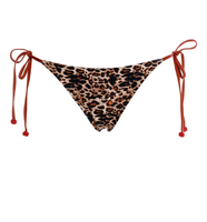 Bikini string réversible à imprimé floral et léopard, à nouer sur le côté, avec pompons, en Econyl écologique, séchage rapide, personnalisable OEM, vente en gros