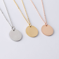 Offre Spéciale acier inoxydable disque rond or Rose argent chaîne à maillons 15/20/25mm disque rond blanc pièce en forme de pendentif collier