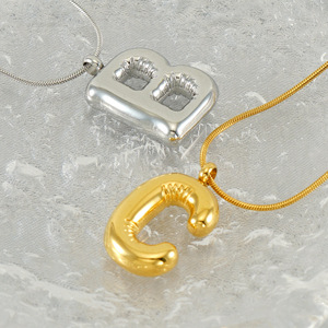 Zogxin Alphabet Pendant Necklace Stainless Steel Snake Chain Letter A B C Fashion Jewelry For Women Gift - Product Image 3