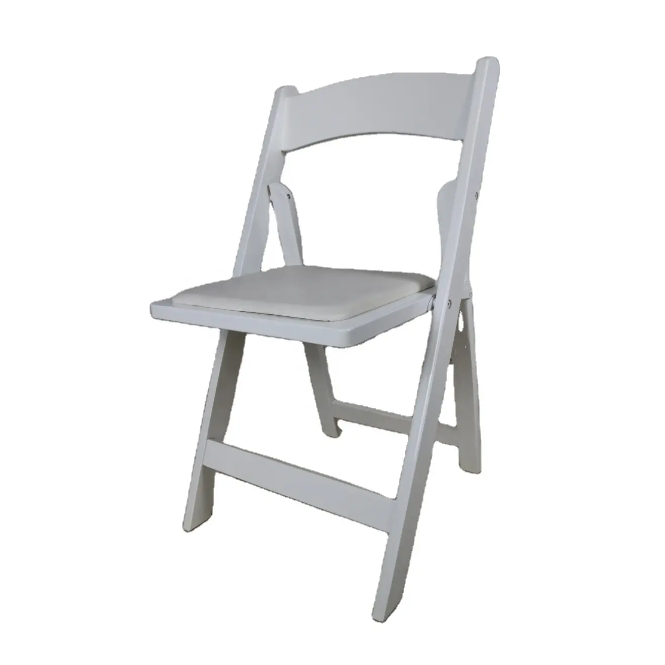 Белый коммерческий деревянный складной стул с виниловым мягким сиденьем