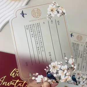 Custom Printing Elegant Full Transparent A5 Acrylic Invitations Wedding Invitation Card