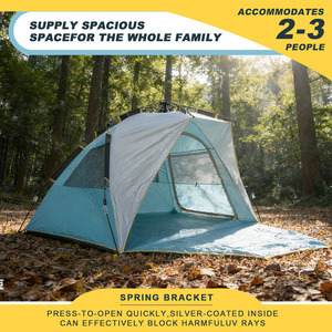Tente de camping quatre saisons à double couche avec piquets de sol en forme de V/Trigone, en tissu polyester Oxford 210D, portable et pliable en fibre de verre - Product Image 5