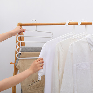 Multifunctional Five Layer Trouser Rack Grayish White Plastic Hook Type Wardrobe Organizer For Pants Ties Scarves Storage - Product Image 3