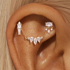 Boucles d'oreilles pendantes en argent sterling S925 avec pierre en zircon 5A et placage or 18 carats pour les occasions de mariage - Product Image 4