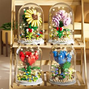 Juguete de <span class=keywords><strong>flores</strong></span> Rompecabezas Bloques de construcción Pequeñas artesanías de plástico para niñas Compatible con <span class=keywords><strong>Lego</strong></span> Gift Stall Gift - Product Image 1