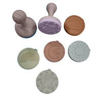 Ensemble de tampons météo en silicone avec manches en bois pour le soleil, la lune, les étoiles et le arc-en-ciel, jouets éducatifs DIY pour enfants, jeu créatif