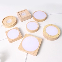Base de lampe de nuit LED en bois, support d'affichage pour boule de cristal, support de lampe lumineuse alimenté par USB pour la décoration de la chambre à coucher et de la maison