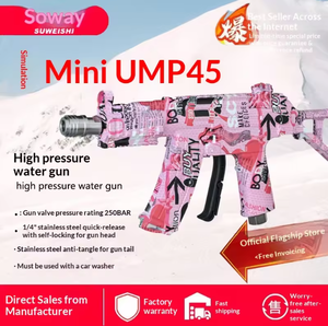 Pistolet à eau de lavage de voiture Sweisi Mini UMP45, nouvelle simulation, ensemble complet, populaire sur internet, haute pression 250 bars, rose, sans alimentation électrique - Product Image 4