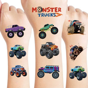2026 Nuevas Pegatinas de Tatuajes Temporales Impermeables Ecológicas de Camionetas Monstruo y Carreras de Coches, 8 Hojas para Uso en Fiestas, Arte Corporal - Product Image 1