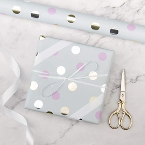 Custom <b>Pink</b> Metallized Gift <b>Wrap</b> Paper Roll 76cm Single Side Coated Eco-Friendly Digital Printing Compatible Packaging - Product Image 2