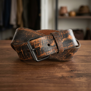 Cinturones de Cuero Vacuno Hechos a Mano para Hombre - Hebilla Cuadrada de Acero Personalizable, Estilo Ecológico para Fiestas, Alta Resistencia, 3.8CM de Ancho, 140CM - Product Image 1