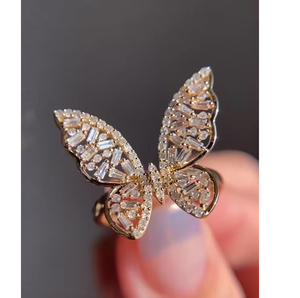 APRICOT JEWELS Bague Papillon en Diamant de Laboratoire 5 carats Or Blanc avec Diamants Baguette et Diamants Taille IGI Certifiée 14K Bijoux Fins - Product Image 1