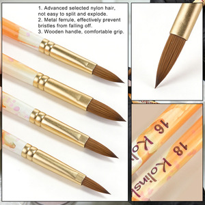 Wooden Handle <b>Nail</b> Brush Set Size 8 10 12 14 16 18 20 Nylon Crimped 3D Acrylic Powder <b>Extension</b> Manicure Salon <b>Nail</b> Brushes - Product Image 2
