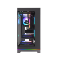 NEW Fashion 5PCI Slots PC Micro ATX Gaming Slim Case with Tempered Glass Side Panel Steel Construction ARGB Strip