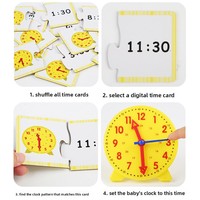 Kit de Aprendizaje del Tiempo con Reloj Digital CPC CE, Juguete Educativo Montessori, Rompecabezas de Tarjetas de Asociación para Niños Pequeños