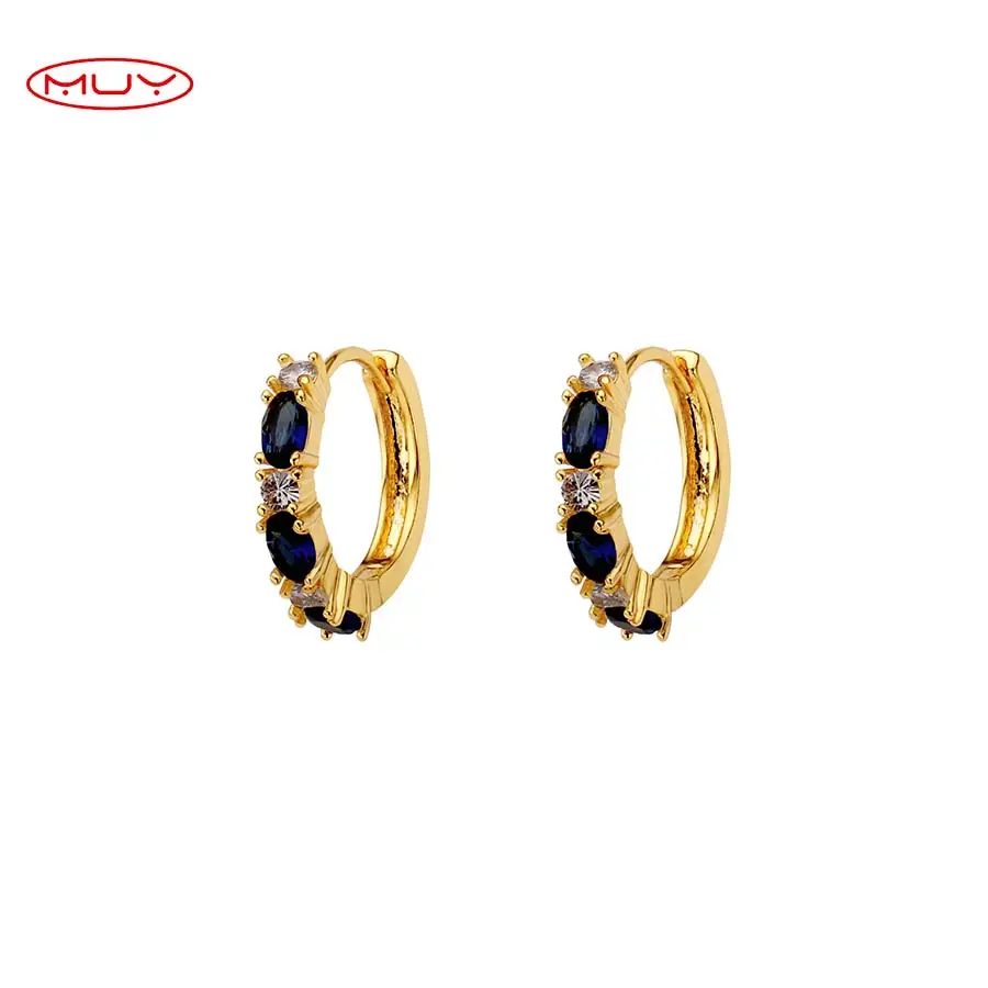 Muyang Wholesale 2023 Popular 14k 18k Gold Plating Blue gem Earring