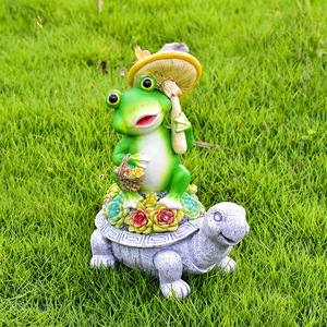 Lampe solaire de jardin en résine en forme de grenouille et de tortue, décor extérieur LED résistant à l'eau, autoportante, alimentée par l'énergie solaire - Product Image 3