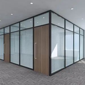 12mm kalınlığında temperli cam alüminyum çerçeve sökülebilir bölme duvarları ofis için