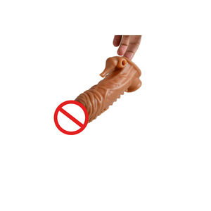 En gros <span class=keywords><strong>Préservatif</strong></span> Réutilisable en Silicone Souple Étanche avec Anneau à Picots et Pointillés, Manchon d'Extension pour Hommes, Manchon Sexuel - Product Image 2