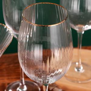 แก้วไวน์คริสตัลใสลายเส้นแนวตั้งขอบทองหรูหรา ปราศจากสารตะกั่ว สำหรับเสิร์ฟแชมเปญ ค็อกเทล ไวน์แดง และน้ำ - Product Image 6