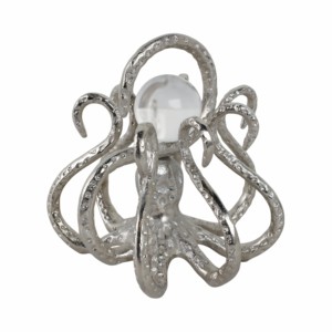 Scultura in metallo a forma di polpo con accenti in vetro per decorazioni domestiche, mensole, tavolini da caffè, bagni e uffici - Product Image 2