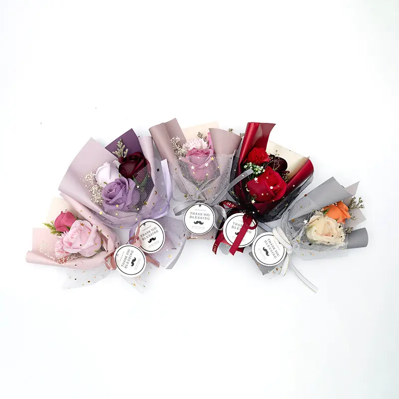 Neue 3 Soap Rose Bundles Simulierte Trocken blumen Paare Boutique Geburtstags geschenke für Freundinnen