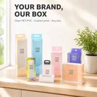 Boîtes cosmétiques personnalisées en PET/PVC transparent avec votre logo, emballage à languette, pour pinceaux de maquillage et recourbe-cils, vente en gros OEM ODM