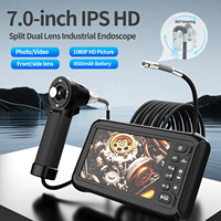 Boroscope 1080P à double objectif, articulé 6,5 mm, écran IPS 7 pouces, rotation 720 degrés, 4 directions, 360° °   Endoscope industriel rotatif IP67 pour éviers/tuyaux